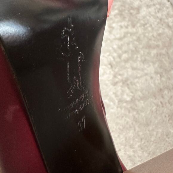 Marni Sz 7 Womens Ankle Leather Boots Block Heel Square Toe Maroon Red Nude - Picture 8 of 10